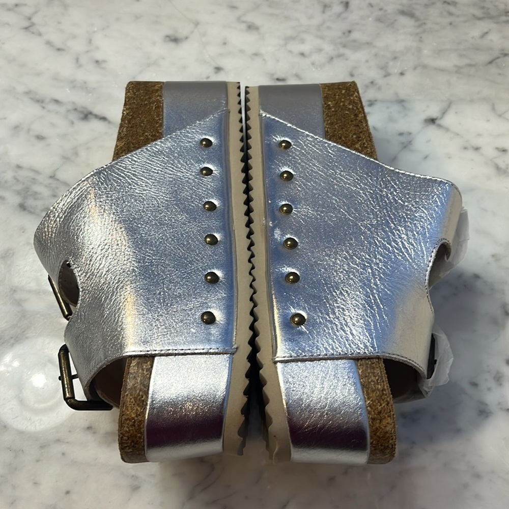Free People x Intentionally Blank Rule Breaker Platform Sandals Silver Sz 8 NIB - Picture 7 of 17